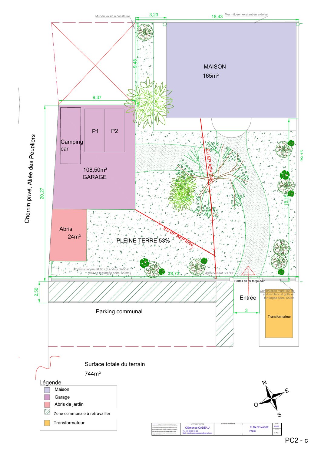Plan de masse du projet de construction de maison